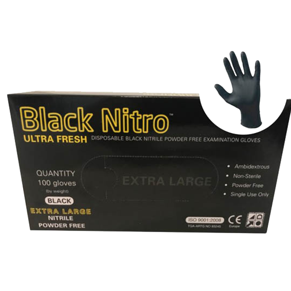 Premium Black Nitro XL Powder Free Gloves